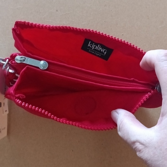 NWT Kipling Creativity red nylon pouch or wristlet or cosmetic bag with monkey ♥ - Picture 9 of 16
